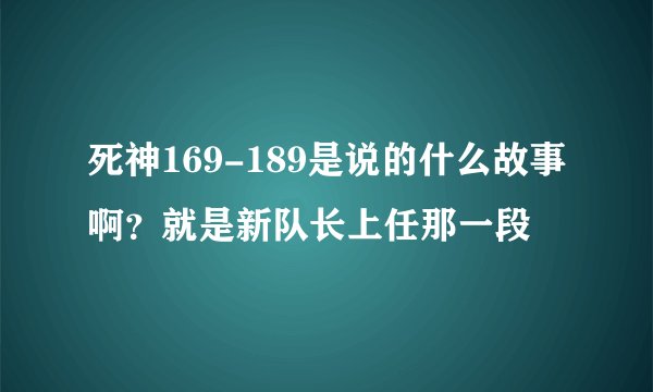 死神169-189是说的什么故事啊？就是新队长上任那一段