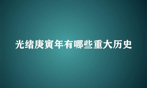 光绪庚寅年有哪些重大历史