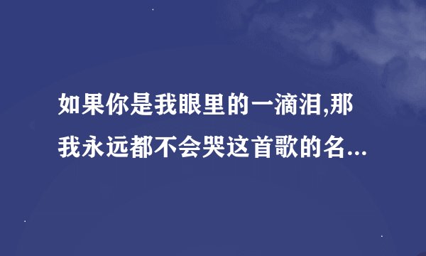 如果你是我眼里的一滴泪,那我永远都不会哭这首歌的名字叫什么.?