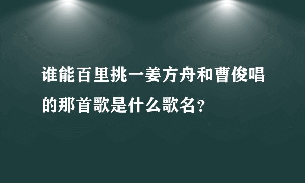 谁能百里挑一姜方舟和曹俊唱的那首歌是什么歌名？