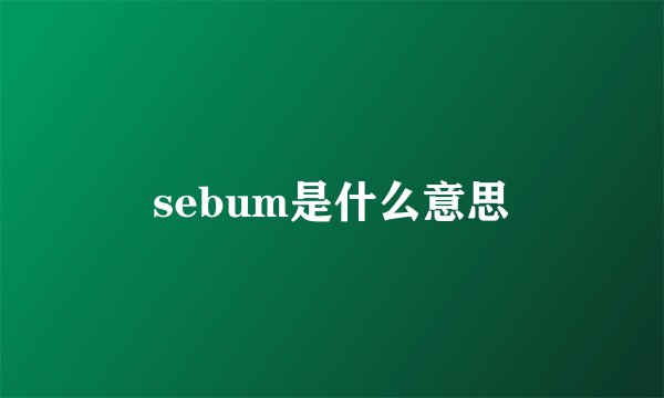sebum是什么意思