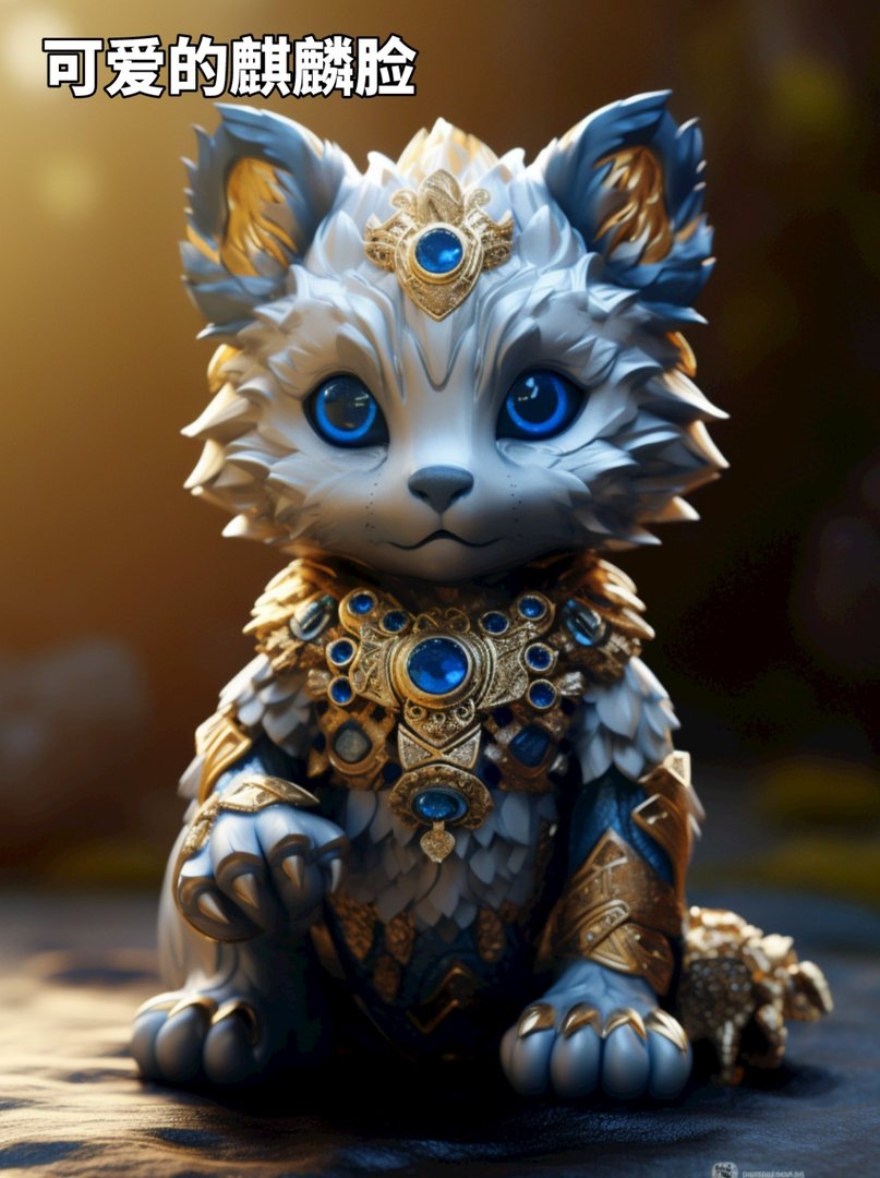 浅蓝色的麒麟幼崽让人无法抗拒它的可爱