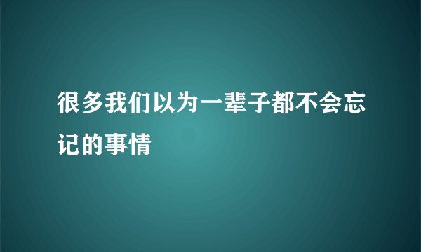 很多我们以为一辈子都不会忘记的事情