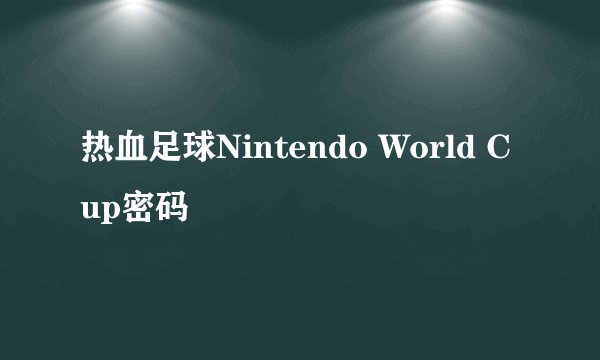 热血足球Nintendo World Cup密码