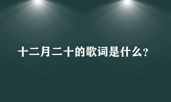 十二月二十的歌词是什么？