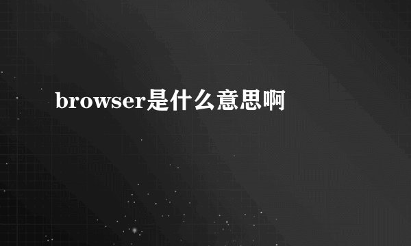 browser是什么意思啊