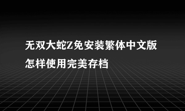 无双大蛇Z免安装繁体中文版怎样使用完美存档