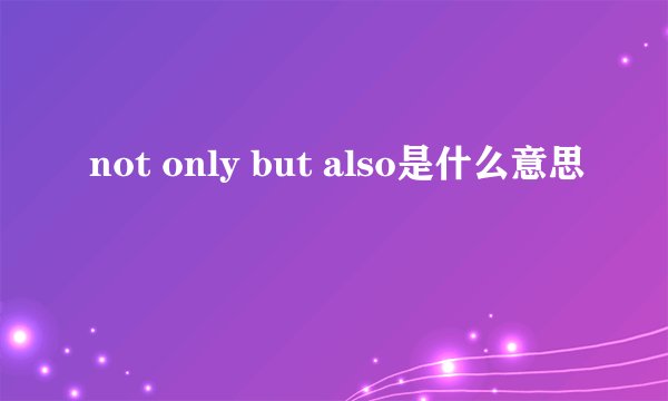 not only but also是什么意思