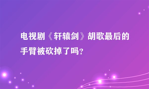 电视剧《轩辕剑》胡歌最后的手臂被砍掉了吗？