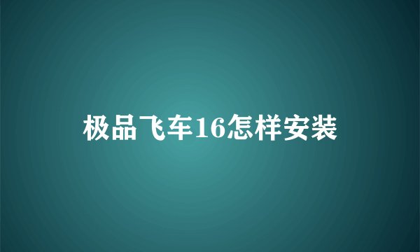 极品飞车16怎样安装