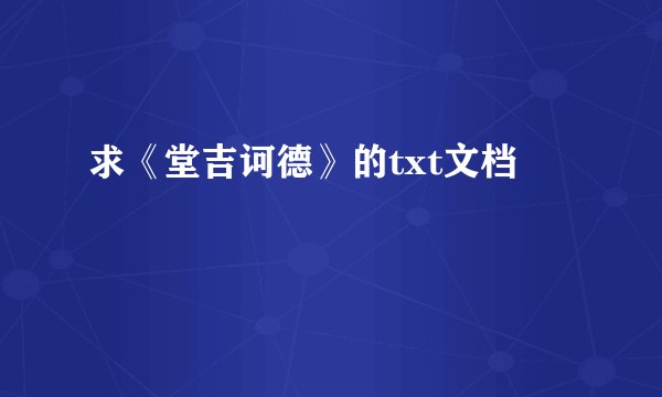 求《堂吉诃德》的txt文档