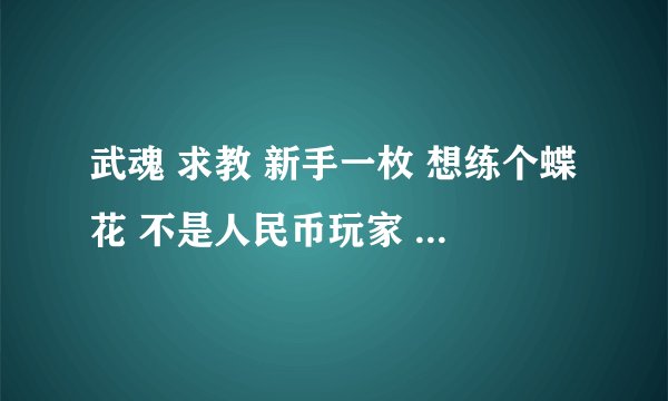 武魂 求教 新手一枚 想练个蝶花 不是人民币玩家 练那个分支比较好 谢谢