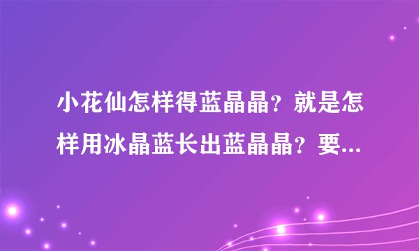 小花仙怎样得蓝晶晶？就是怎样用冰晶蓝长出蓝晶晶？要用多少灵之粉？