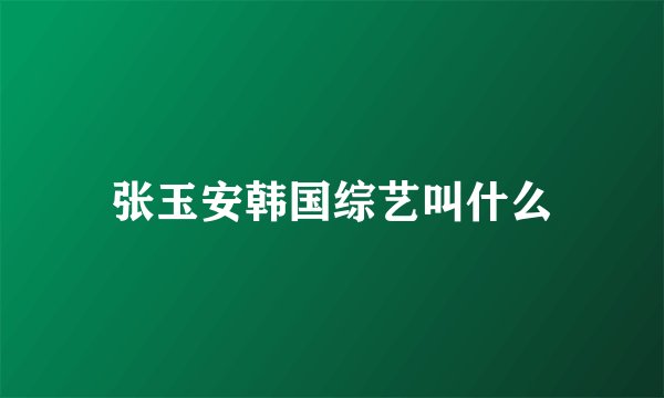 张玉安韩国综艺叫什么