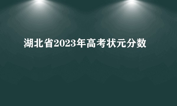 湖北省2023年高考状元分数