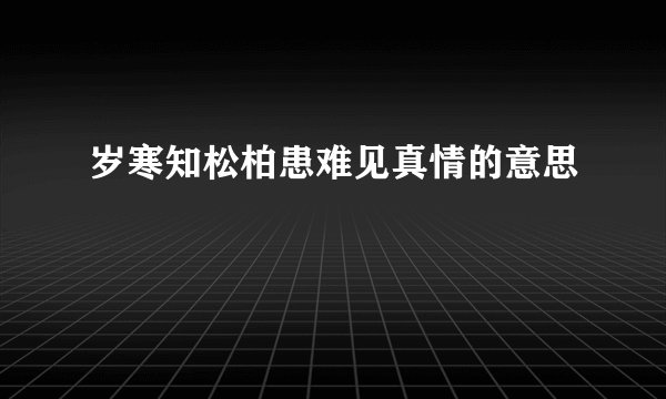 岁寒知松柏患难见真情的意思