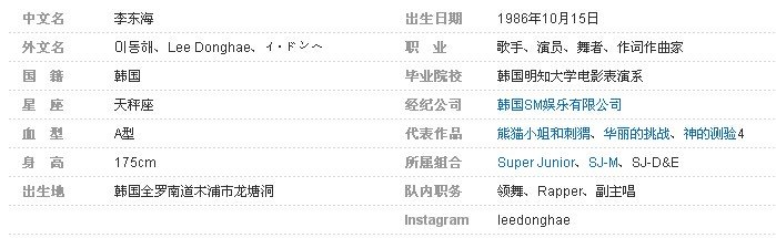 谁有李东海的个人资料