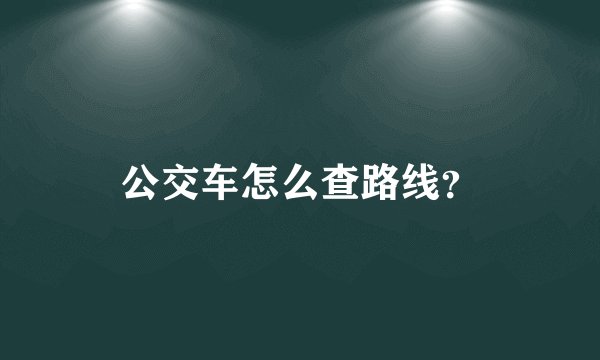公交车怎么查路线？