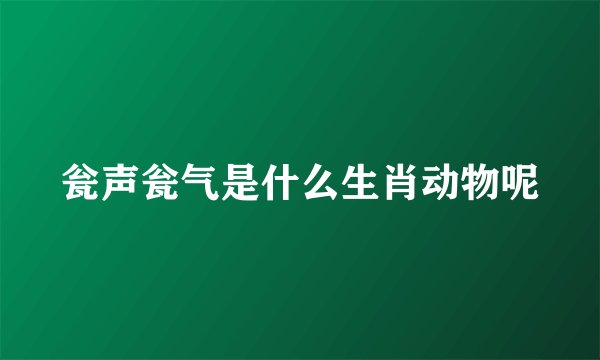 瓮声瓮气是什么生肖动物呢