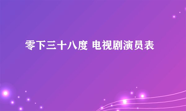 零下三十八度 电视剧演员表