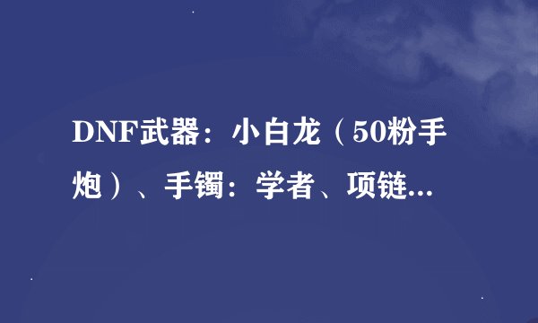 DNF武器：小白龙（50粉手炮）、手镯：学者、项链：贝尔、戒指：天维巨兽之眼、的属性都是什么？