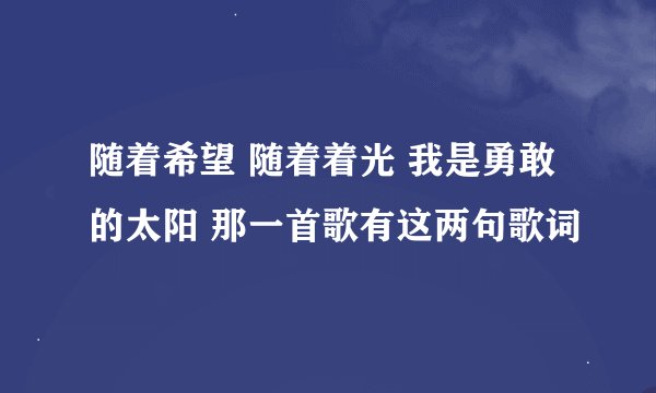 随着希望 随着着光 我是勇敢的太阳 那一首歌有这两句歌词