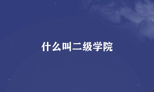 什么叫二级学院