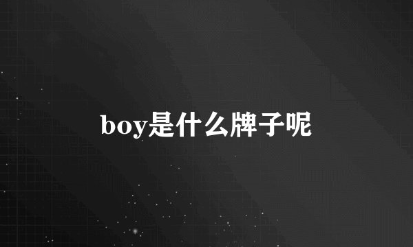 boy是什么牌子呢
