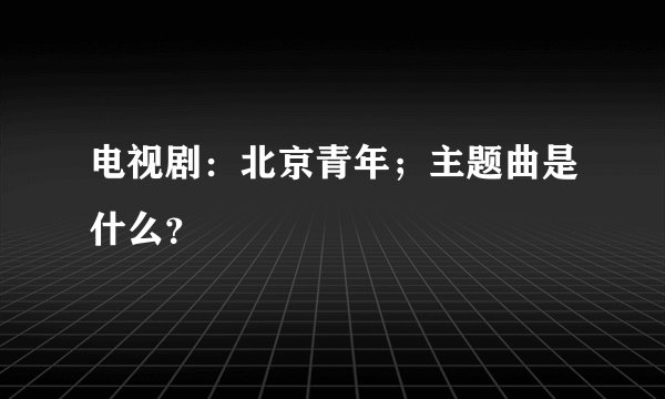 电视剧：北京青年；主题曲是什么？