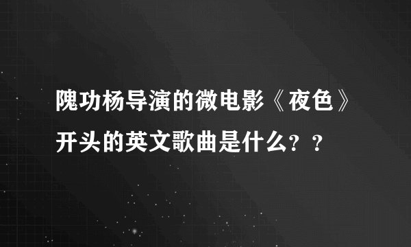 隗功杨导演的微电影《夜色》开头的英文歌曲是什么？？