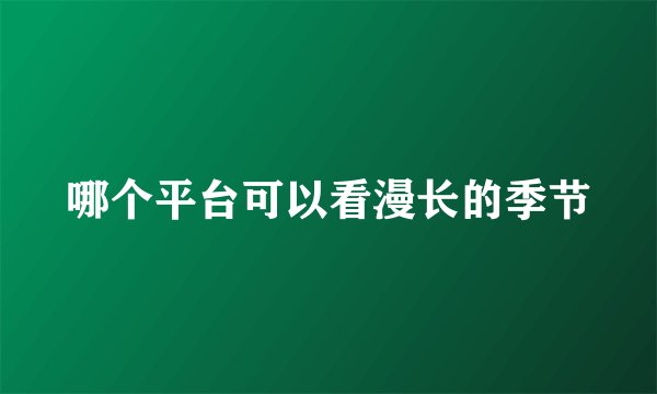 哪个平台可以看漫长的季节