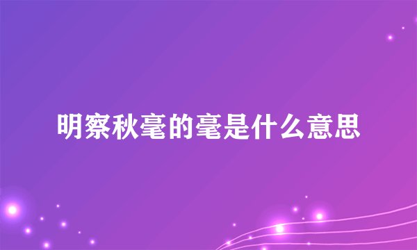 明察秋毫的毫是什么意思