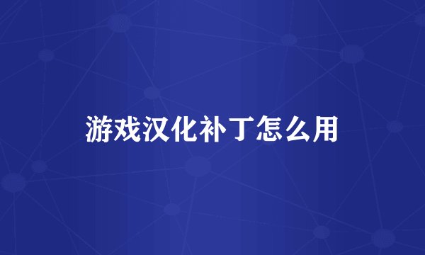 游戏汉化补丁怎么用