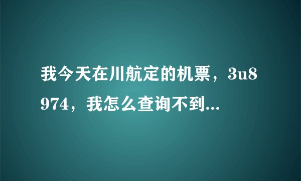 我今天在川航定的机票，3u8974，我怎么查询不到啊？我没有电子客票号