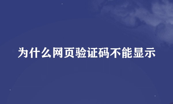 为什么网页验证码不能显示