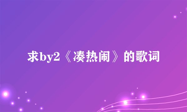 求by2《凑热闹》的歌词