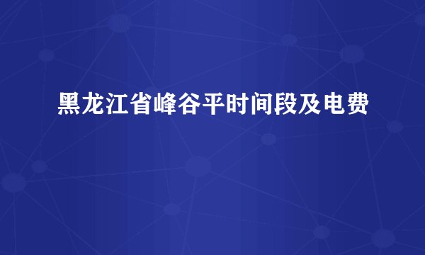 黑龙江省峰谷平时间段及电费