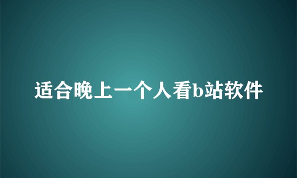 适合晚上一个人看b站软件