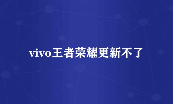 vivo王者荣耀更新不了