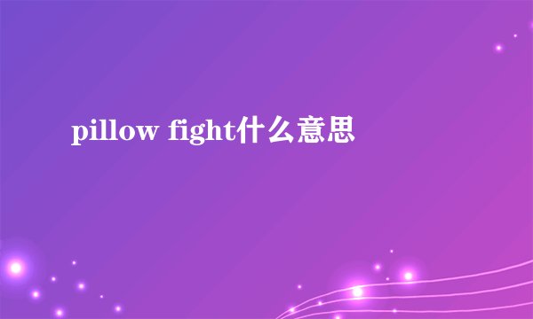 pillow fight什么意思