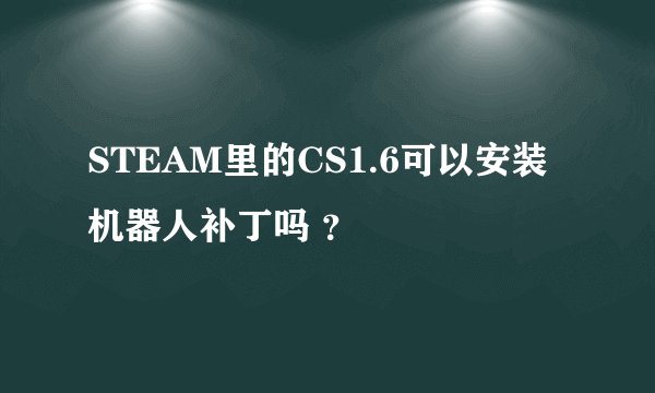 STEAM里的CS1.6可以安装机器人补丁吗 ？