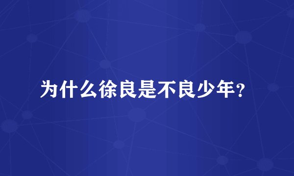 为什么徐良是不良少年？