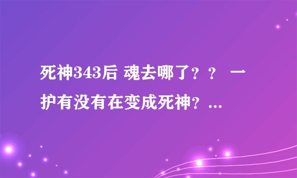 死神343后 魂去哪了？？ 一护有没有在变成死神？ 有没有在遇到露琪亚他们 最后敌人是