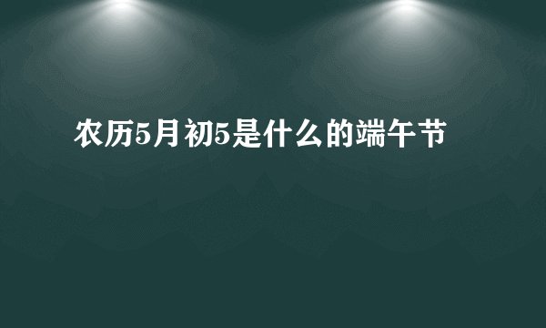 农历5月初5是什么的端午节