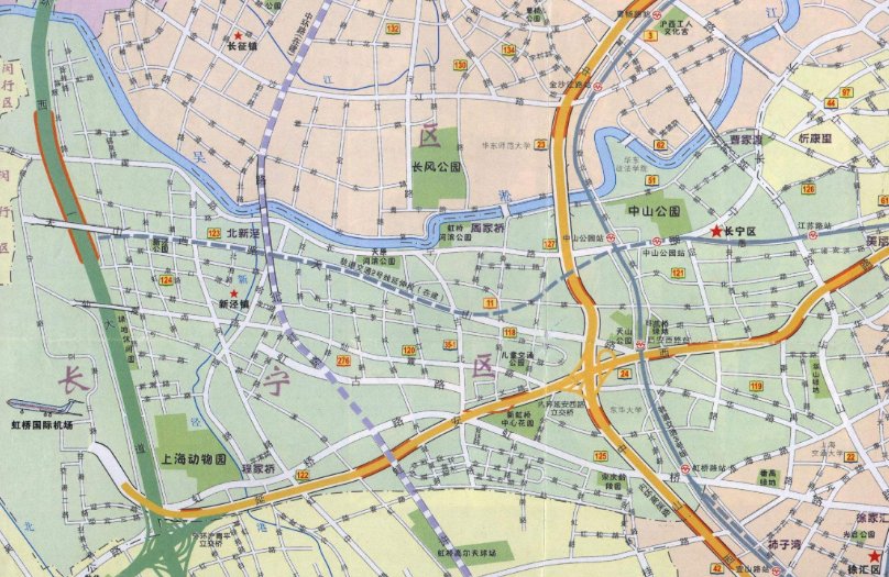 求长宁区街道划分地图