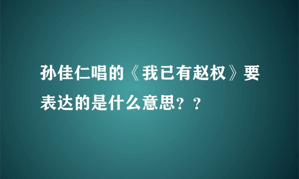 孙佳仁唱的《我已有赵权》要表达的是什么意思？？