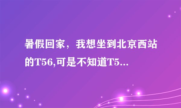 暑假回家，我想坐到北京西站的T56,可是不知道T56平时晚点多长时间啊，因为我还要去天津
