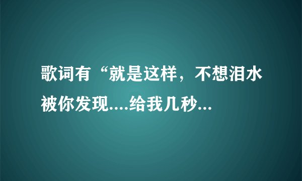歌词有“就是这样，不想泪水被你发现....给我几秒钟” 是什么歌？