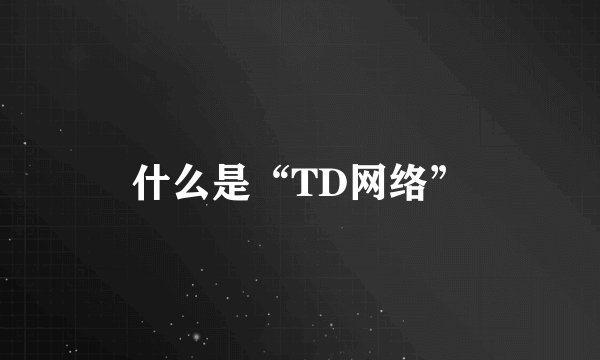什么是“TD网络”
