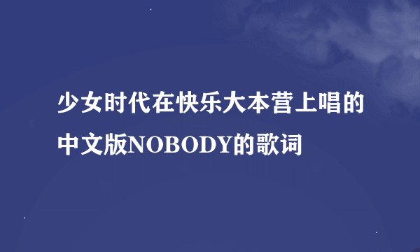 少女时代在快乐大本营上唱的中文版NOBODY的歌词